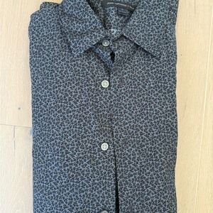 John Varvatos Black and Gray Casual Button Down Shirt